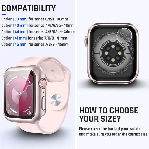 Goton Waterproof Case for Apple Watch 40mm SE (2nd Gen) Series 6 5 4 Screen Protector, Tempered Glass Hard PC Bumper Face Cover Designed for iWatc...