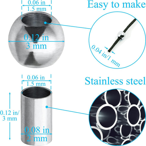 Ourtroness Morse Code Bracelet Making Set, Includes Stainless Steel Round Spacer Beads, Long Tube Beads, Morse Code Decoding Card and Waxed Cord f...