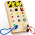 Montessori Busy Board with 8 LED Light Switches, Travel Toys for Toddlers 1 2 3 Year Old, Wooden Sensory Toy for Kids Boys Girls Gifts, Toddlers A...