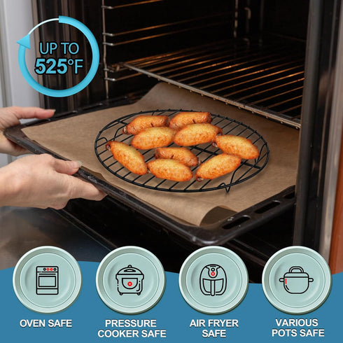 P&P CHEF Round Cooking Cooling Rack, 3 Sizes - 7.5” & 9” & 10.5”, Round Baking Racks Stainless Steel, Fit Air Fryer & Pot, Oven Safe & Non-stick, ...