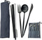 JASHII Portable Utensils, Travel Camping Cutlery Set, 7-Piece 304 Stainless Steel Flatware set including Knife Fork Spoon Chopsticks Cleaning Brus...