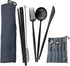 JASHII Portable Utensils, Travel Camping Cutlery Set, 7-Piece 304 Stainless Steel Flatware set including Knife Fork Spoon Chopsticks Cleaning Brus...