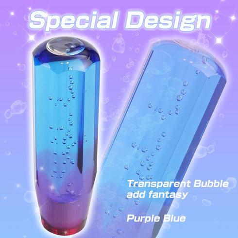 Crystal Shift Knob Universal Gear Shifter Stick Shift Knobs Transparent Bubble Purple Blue 10CM with Adapters...