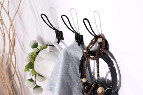 Rustic Entryway Hooks | 10 Pack of Black Wall Mounted Vintage Double Coat Hangers with Large Metal Screws Included...