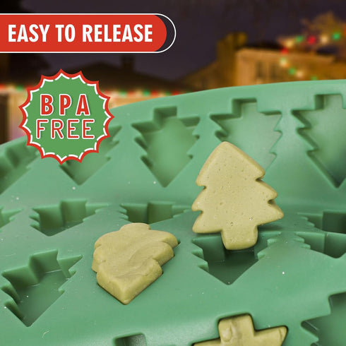 Christmas Silicone Molds Mini Xmas Tree & Gingerbread Candy Chocolate Mould Christmas Non-Stick Fondant Baking Mold for Handmade Soap Pudding Jell...