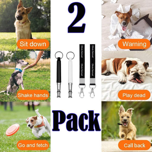 2 Pack Dog Whistles,Professional Dog Training Whistle to Stop Barking,Adjustable Pitch Ultrasonic Training Tool Silent Bark Control for Dogs Train...