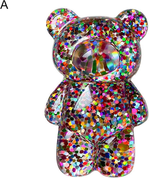 Mobile Phone Finger Holder Mobile Phone Finger Holder Cartoon Foldable Epoxy Sequins 3D Cute Bear Shaped Phone Grip Tok Folding Bracket Cell Phone...