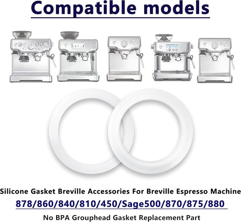 NEOUZA 54mm Brewing Group Head Silicone Gasket 2Pcs Espresso Machine O-Ring Compatible with Breville Sage 450/500/810/860/810/840/870/875/878 Coff...