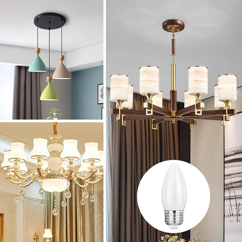 HOLA LED Chandelier Bulb Dimmable LED Lamp Bulb E26 Base, 360 Beam Angle UL Listed Cool White 4000K LED Filament Bulb, Frosted Glass, 6 Pack...