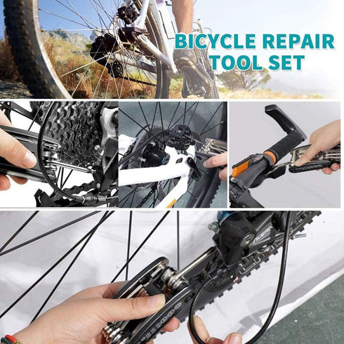 Bike Repair Tool Kit,16 in 1 Multi-Function Bike Bicycle Cycling Mechanic Repair Tool Kit with 3 pcs Tire Pry Bars Rods, Motorcycle Portable Repai...