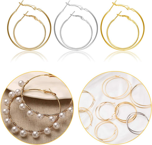 72PCS Earring Hoop Jewelry Making,URSMART Beading Hoop Earrings Finding Open Round Earring Hoops DIY Craft Supplies (30MM/40MM)...