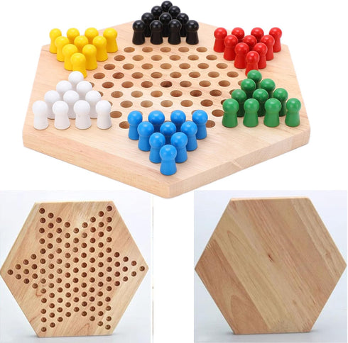Wooden Chinese Checkers Board Game Set, Colorful Chinese Checkers Board Game Classic Strategy Family Board Game for Kids and Adults 7.8 inch...