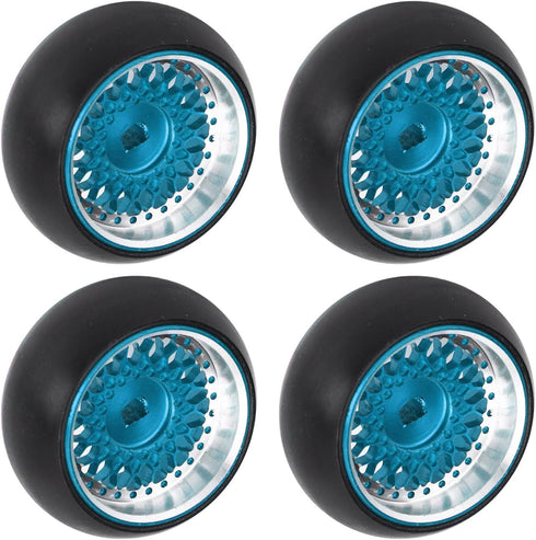 4PCS RC Car Drift Wheel Hub Tire Aluminum Alloy Tyres Rubber Tire RC Car Upgrade Parts for WLtoys K989 1/28 RC (Blue)...