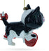 Playful Cat Entangled with Yarn Ball Blown Glass Christmas Ornament...