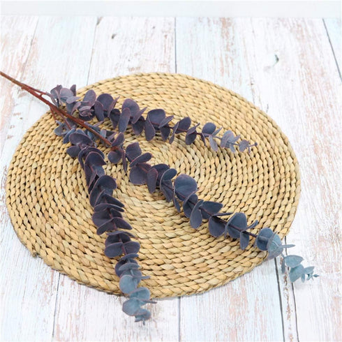 3 Pcs Soft Touch Artificial Eucalyptus Leaves Spray 31.5" Fake Silver Dollar Greenery Stems for Home Wedding Floral Arrangement, Blue...