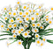 Artificial Daisies Flowers Outdoor UV Resistant 4 Bundles Fake Foliage Greenery Faux Plants Shrubs Plastic Bushes for Window Box Hanging Planter F...