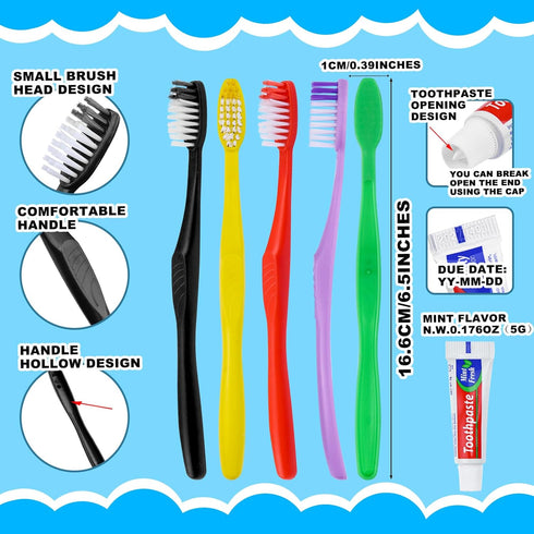 20pcs Disposable Toothbrushes with Toothpaste,Single Use Toothbrush with Toothpaste Individually Wrapped Disposable Travel Toothbrushes Kit Bulk f...