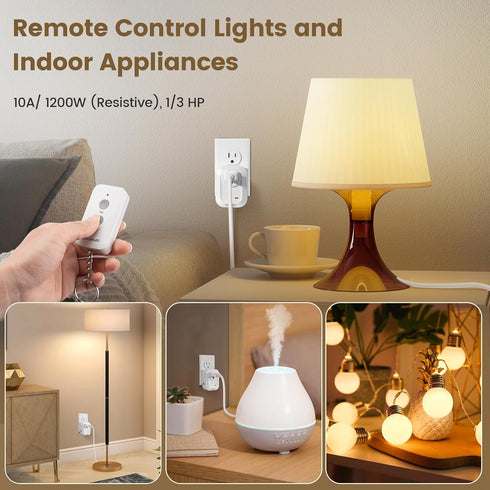SURAIELEC Remote Control Outlet, 100FT Long Range Wireless Light Switch, No Interference, Indoor Plug for Lamps, Fans, Christmas Trees, Small Appl...