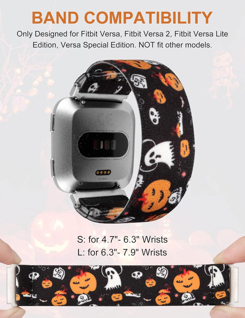 TOYOUTHS Elastic Halloween Band Compatible with Fitbit Versa/Versa 2/Versa Lite Bands Stretchy Fabric Nylon Holiday Decoration Strap for Versa Spe...