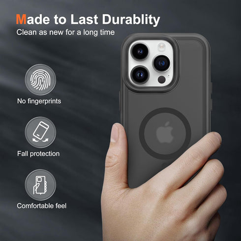 for iPhone 14 Pro (5 in 1) MagSafe Shockproof Anti-Drop Cover Case with Anti-Spy Glass Screen Protector, Camera Lens Protector, and Clean Kits - C...