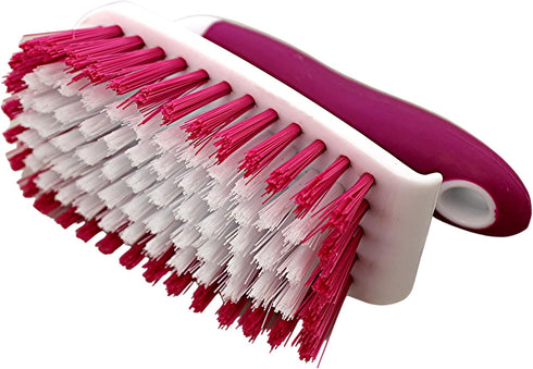 Dependable Industries Inc. Essentials Scrub Brush Comfort Rubber Grip & Flexible Stiff Bristles Heavy Duty for Bathroom Shower Sink Carpet Floor -...