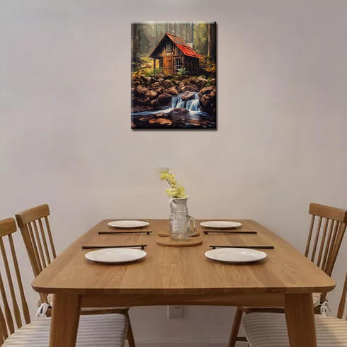 Tucocoo Cabin Among The Trees Painting by Number DIY Painting On Canvas, Paintwork with Brushes Acrylic Paints Set,Perfect for Paint by Numbers fo...