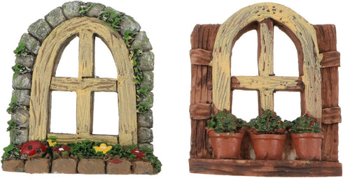 DOITOOL 2pcs Miniature Fairy Garden Window Artificial Window Ornament Gnome Home Decoration Resin Landscape Yard Art Garden Sculpture Fish Tank De...