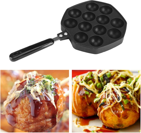Home 12 Cavity Octopus Grilling Pan, Kitchen Non Stick Pancake Maker, Professional Baking, Suitable for Takoyaki, Round Pancakes, Dessert Cakes...