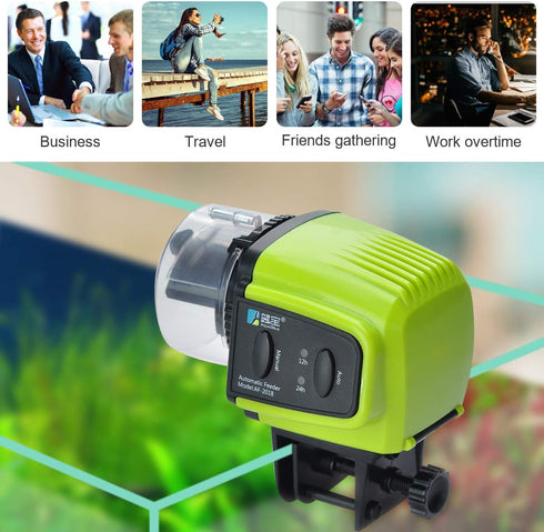 Automatic Fish Feeder, Lychee Fish Feeder Fish Food Vacation Feeder Moisture-Proof Electric Timing Automatic Feeder for Aquarium Fish Tank...