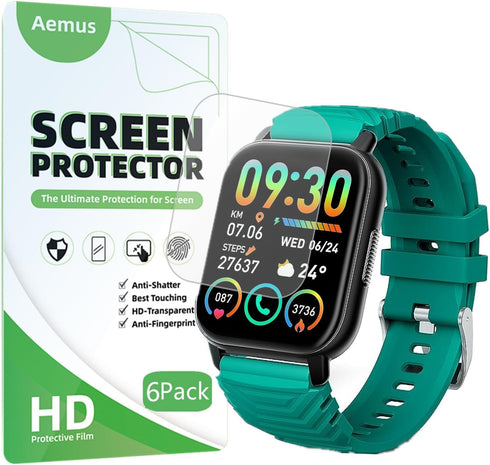 Screen Protector Compatible for Hoxe Y6 Smart Watch 1.85" (6 PACK) Full Coverage Clear TPU, Compatible for Hendari, WeurGhy Y6 Pro, Poounur Y6E Sm...