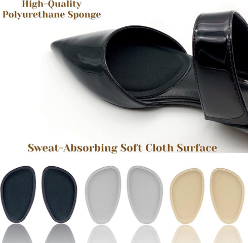 CB 4-Pairs Forefoot Shoe Metatarsal Pads, Ball-of-Foot Sponge Cushions Inserts Insoles, Shoes Too Big, Foot Pain Relief, for Men & Women, Kids Sho...