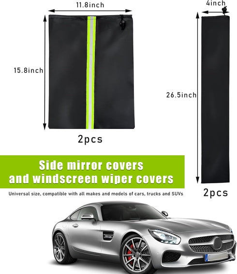 4 PCS Side Mirror Covers and Windshield Wiper Covers, Durable Snow Mirror Cover and Wiper Blades, Protects from Ice Snow Frost Dew Rain Bird Poop,...