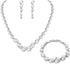 EVER FAITH Simulated Pearl Crystal Bridal Necklace Earrings Bracelet Set Clear...
