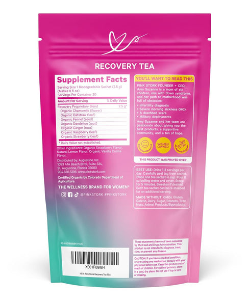 Pink Stork Postpartum Recovery Herbal Tea, Organic Red Raspberry Leaf with Chamomile, Hormone Balance for Women After Labor and Delivery, Strawber...