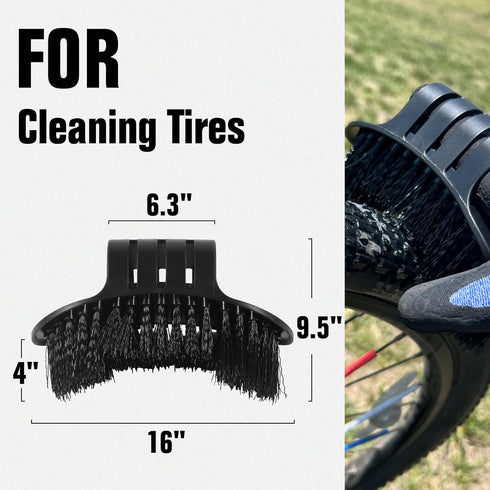 Bike Cleaning Kit (6 Pcs) with 1 Storage Bag, 5 Brushes for Tires, Chain, Sprockets, Cranks, Hubs, and Spokes, 1 Cleaning Mitt for Frame, Saddle, ...