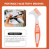 Healifty 4 Pcs Hard Denture Brush Double Sided Toothbrush Multi- Layered Bristles Fake Teeth Cleaning Brush Denture Care (Orange)...