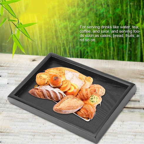 Solid Wood Serving Tray Rectangle Shape Tea Coffee Drinks Plate Snack Food Meals Breakfast Restaurant Platter Dining Tableware(8.66 x 5.91 inch)...