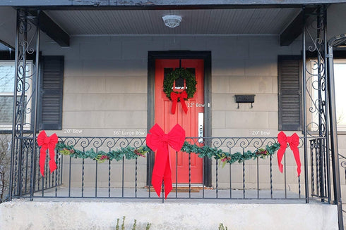 Rocky Mountain Goods 20-Inch Red Bow - Christmas Wreath Bow - Great for Large Gifts - Indoor/Outdoor use - Waterproof Velvet - Attachment tie Incl...