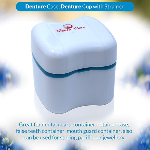 Denture Case with 2 Denture Cleaning Brushes, Retainer Case with Lid and Draining Basket for Cleaning and Storing…...