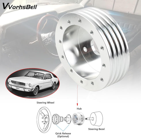 1'' Steering Wheel Hub Adapter Conversion Spacer,6 Hole to 3 Hole Steering Wheel Adapter Boss Kit(Silver)...