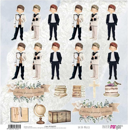 Papers For You - Scrapbooking Paper Kit in Portuguese | Collection "A Magical Day Redheaded Boy" | Includes 10 Double Sided Papers with Different ...