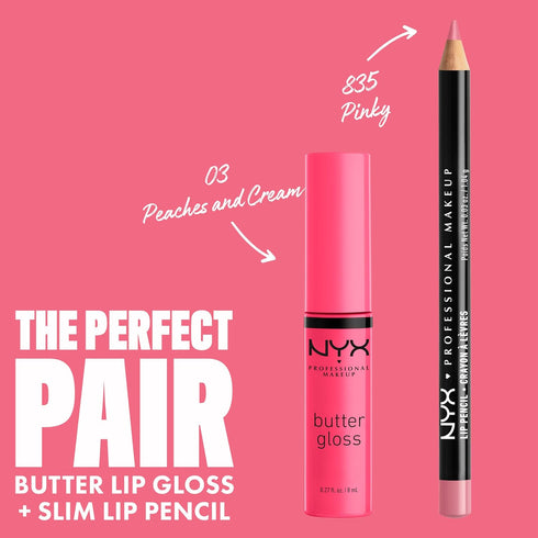 NYX PROFESSIONAL MAKEUP Butter Gloss, Non-Sticky Lip Gloss - Peaches & Cream (Pink Coral)...