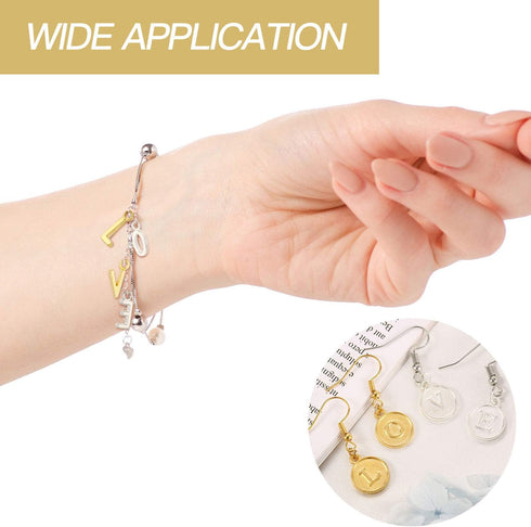 Hicarer 104 Pcs/4 Sets Gold Letter Charms Alphabet Abc Charms A-z Letter Silver Pendants for DIY Bracelet Necklace Jewelry Making Crafting 2 Color...