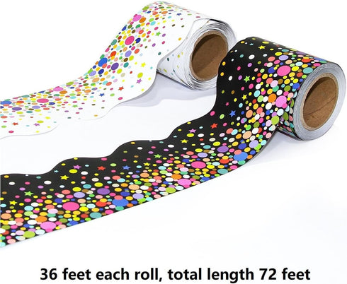 72 Feet 2 Rolls Confetti Bulletin Board Borders Scalloped for Classroom Decoration...