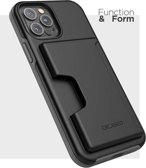 ENCASED Protective iPhone 12 Pro Max Wallet Case with Card Holder (Black)...