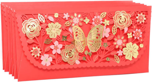 Honbay 6PCS Chinese Red Envelopes Lucky Money Pocket Hong Bao Gift Organizer Envolopes for Spring Festival Birthday Wedding and New Year Party...