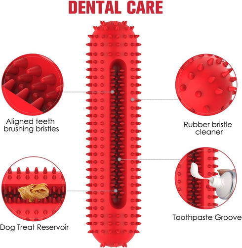 petizer Dog Squeaky Toys for Aggressive Chewers, Tough Toothbrush Dog Chew Toy, Nearly Indestructible Rubber Toys for Pet Training, Teeth Cleaning...