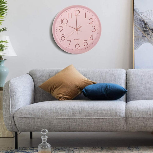 Maxspace Pink Wall Clock Silent Non-Ticking, 12in Analog Wall Clock in Battery Operated?Cute Decorative Clock for School Office Classroom Bedroom ...