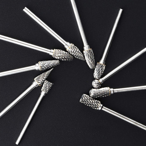Rotary Burr Set, 10pcs Tungsten Carbide Rotary Burrs Set Double Cut Points Files Grinder Fit Rotary Tool for Engraving Wood Working Carving Polish...