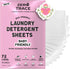 ZERO TRACE Baby Friendly Laundry Detergent Sheets, 72 Loads - Eco Friendly, All Natural, Hypoallergenic, Biodegradable - Sheet Laundry Soap for Se...